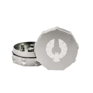 2 piece herb grinder made of aerospace-grade aluminum with anodized finish, showcasing durable design and precision engineering.