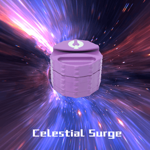 Celestial Surge purple weed grinder from Phoenician Grinders, featuring a mystical design and sharp ceramic teeth for efficient grinding.