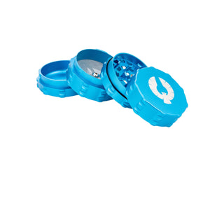 4 Piece Medium Herb Grinder in vibrant blue, crafted from aerospace-grade aluminum for premium cannabis grinding.
