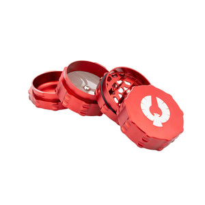 4 Piece Medium Grinder in red, made from aerospace-grade aluminum, ideal for cannabis grinding and herb preparation.