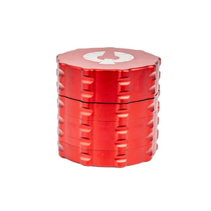 4 Piece Medium Grinder in sleek red, crafted from aerospace-grade aluminum for top herb grinding performance.