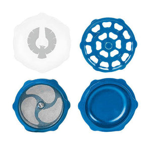 Blue Moon Limited Edition grinder with unique blue interior and white exterior, an essential tool for cannabis enthusiasts.