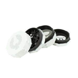 Limited Edition Eclipse Moon Grinder showing white exterior and black interior, perfect for cool weed grinder online.