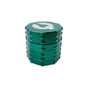 Limited Edition Neptune Grinder in green, featuring unique design and minor imperfections, shop unique weed grinders for sale.