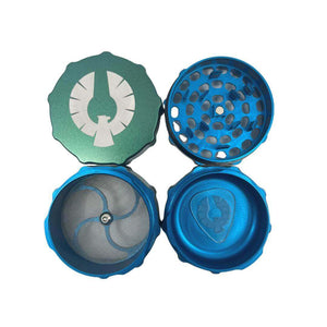 Limited Edition Neptune Grinder in blue and green, showcasing unique design and functionality for herb enthusiasts. Shop unique weed grinders for sale.
