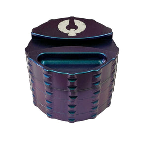 Limited Edition Planet Burple Grinder with unique color-shifting blue/purple exterior and sleek interior. Unique weed grind for sale.