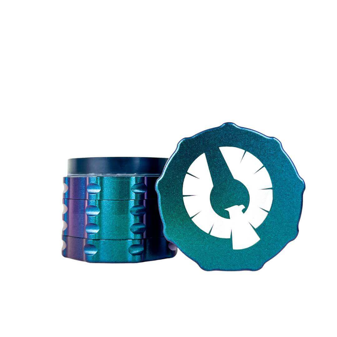 Limited Edition Planet Burple Grinder with color-shifting blue/purple exterior and precision-engineered design for unique weed grind for sale.