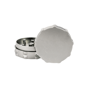 Custom two-piece weed grinder made from aerospace-grade aluminum, ideal for dispensaries and precision grinding.