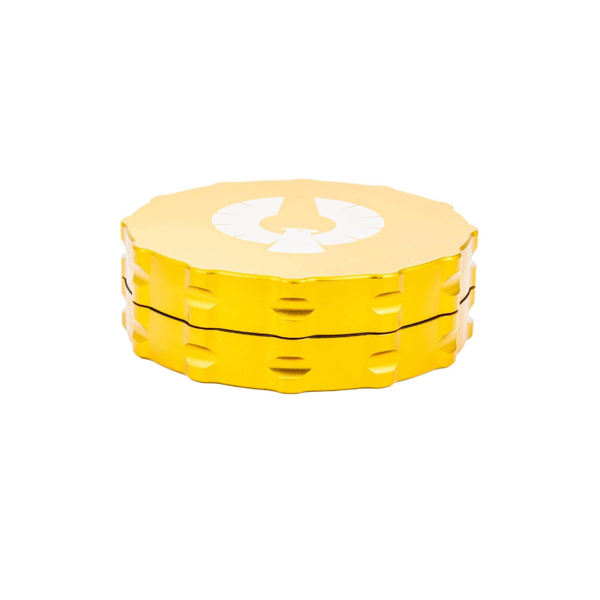 Gold Phoenician 2 Piece Large grinder showcasing a sleek design and precision-engineered features for the best cannabis experience.