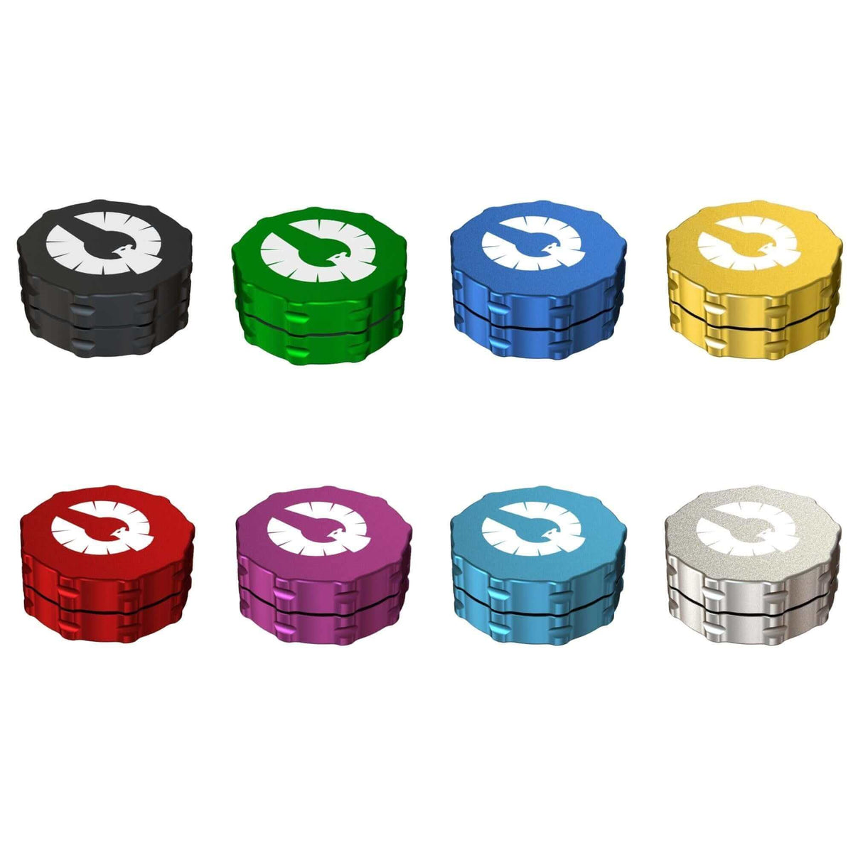 2 Piece large grinder collection in various colors, showcasing sleek design and precision-engineered quality for cannabis use.