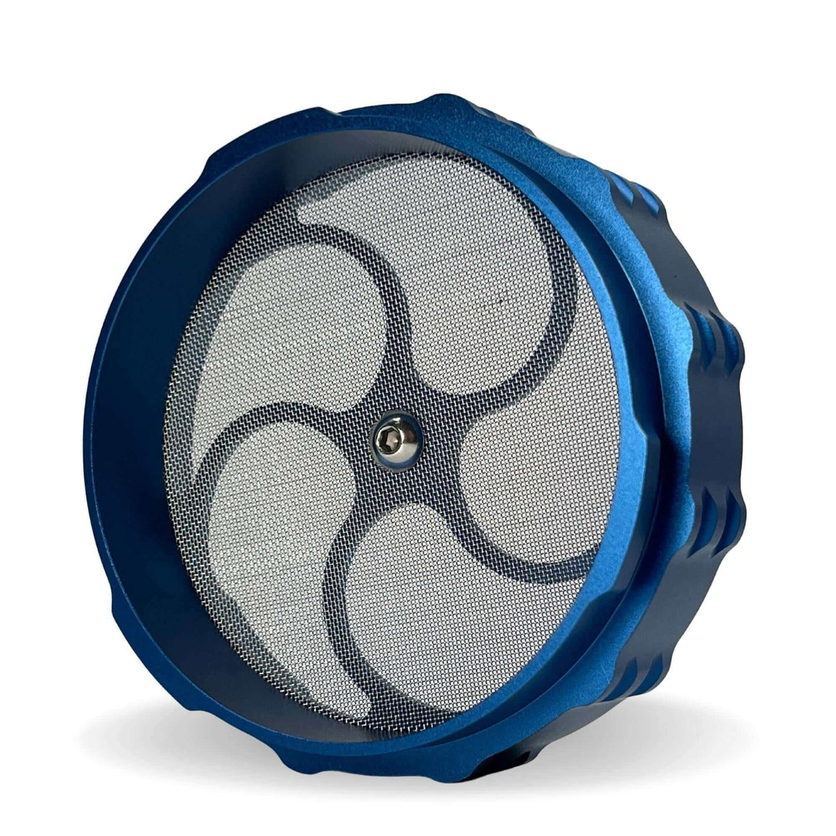 Blue 4 Piece Large Weed Grinder with Precision Mesh for Optimal Cannabis Grinding and Collection.