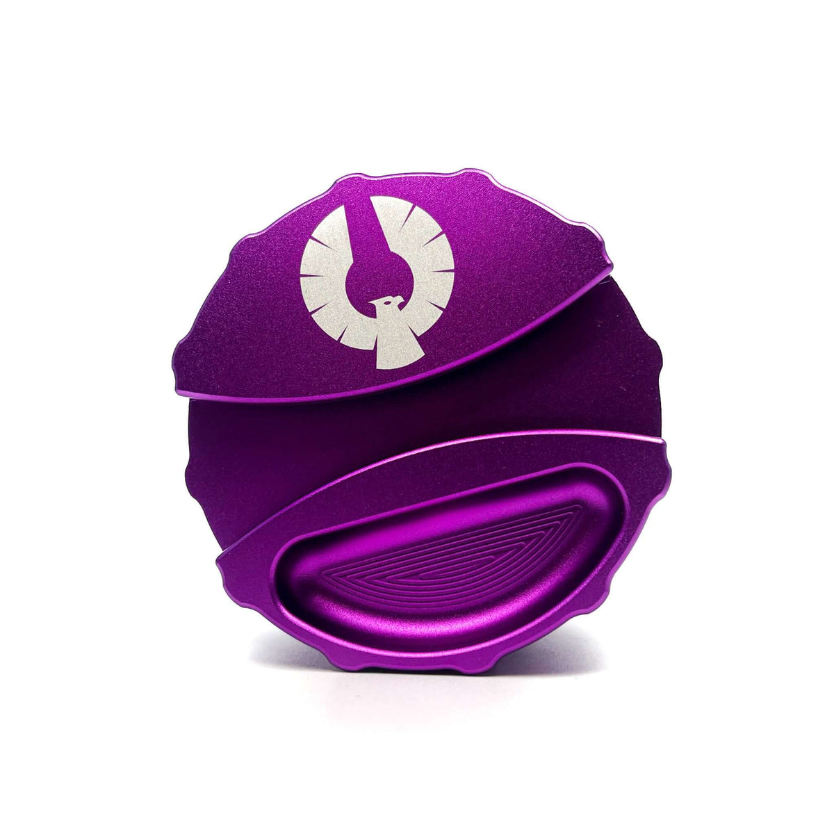 4 Piece Large Weed Grinder in Purple with Built-in Paper Holder and Ashtray, ideal for cannabis enthusiasts.