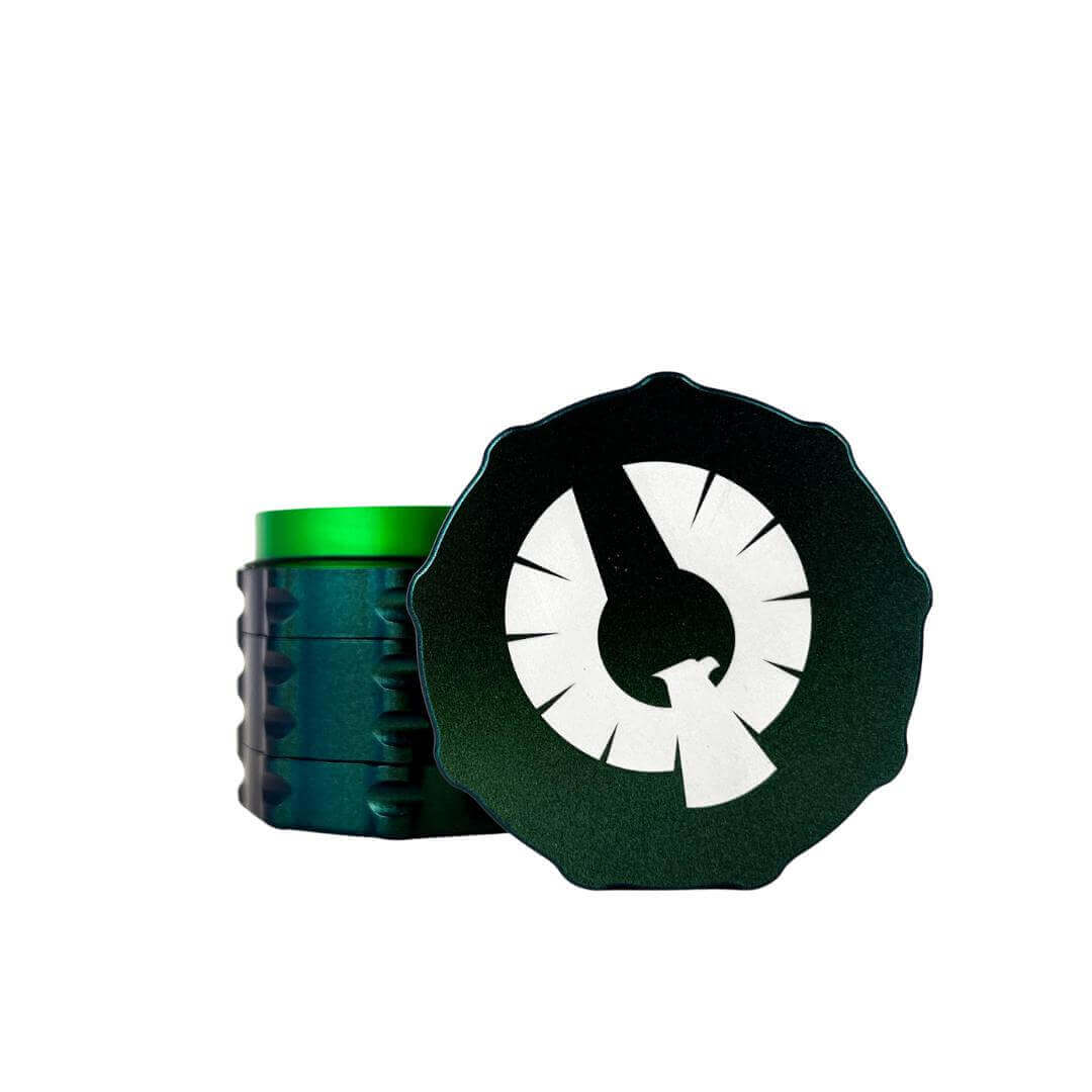 Limited Edition Atlantis Grinder with green and blue color-shifting design, ideal for unique weed grinders for sale.