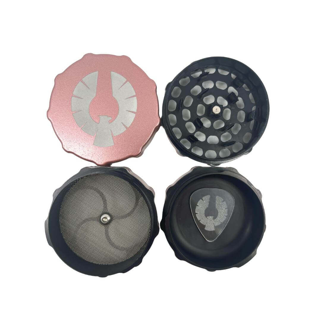 Limited Edition Nebula Grinder with rose gold exterior and black interior, showcasing precision-engineered design for sale.