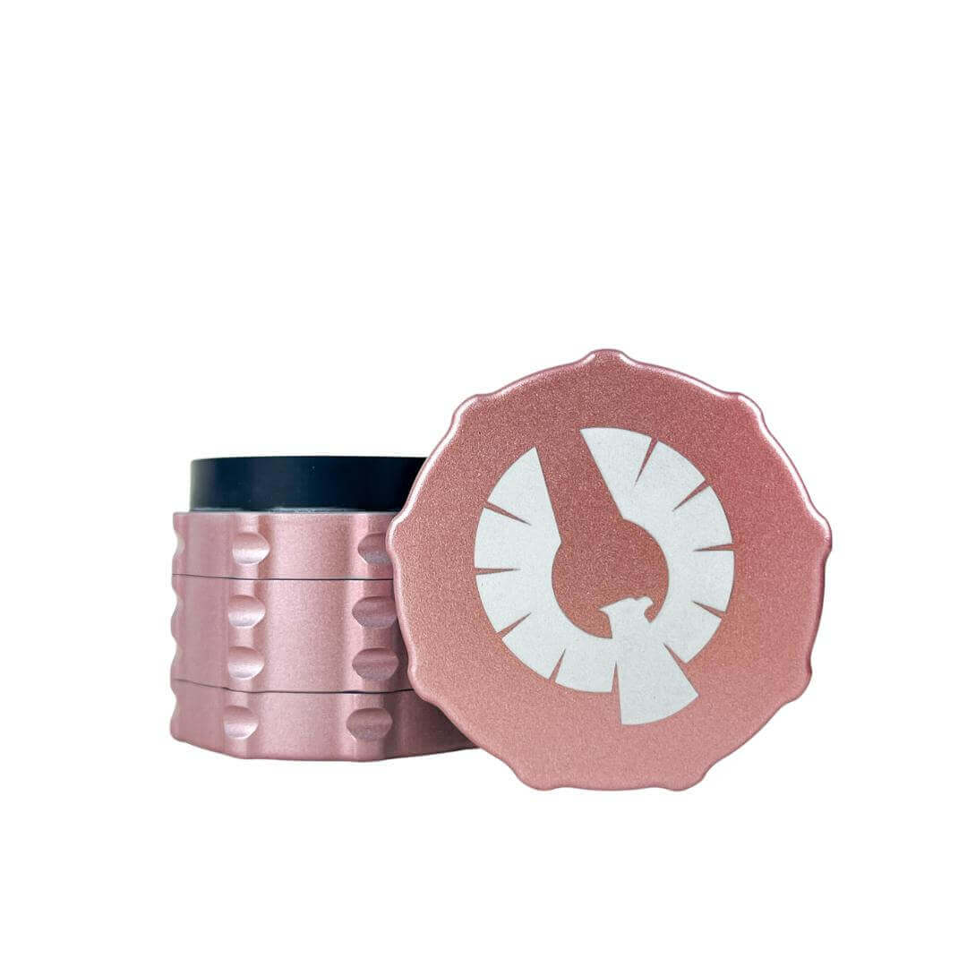 Limited Edition Nebula Grinder in rose gold with black interior, perfect for unique weed grinders for sale.