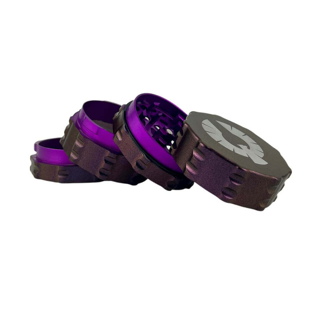Limited Edition Starseed Grinder showcasing a color-shifting purple/bronze design; unique weed grinders for sale.