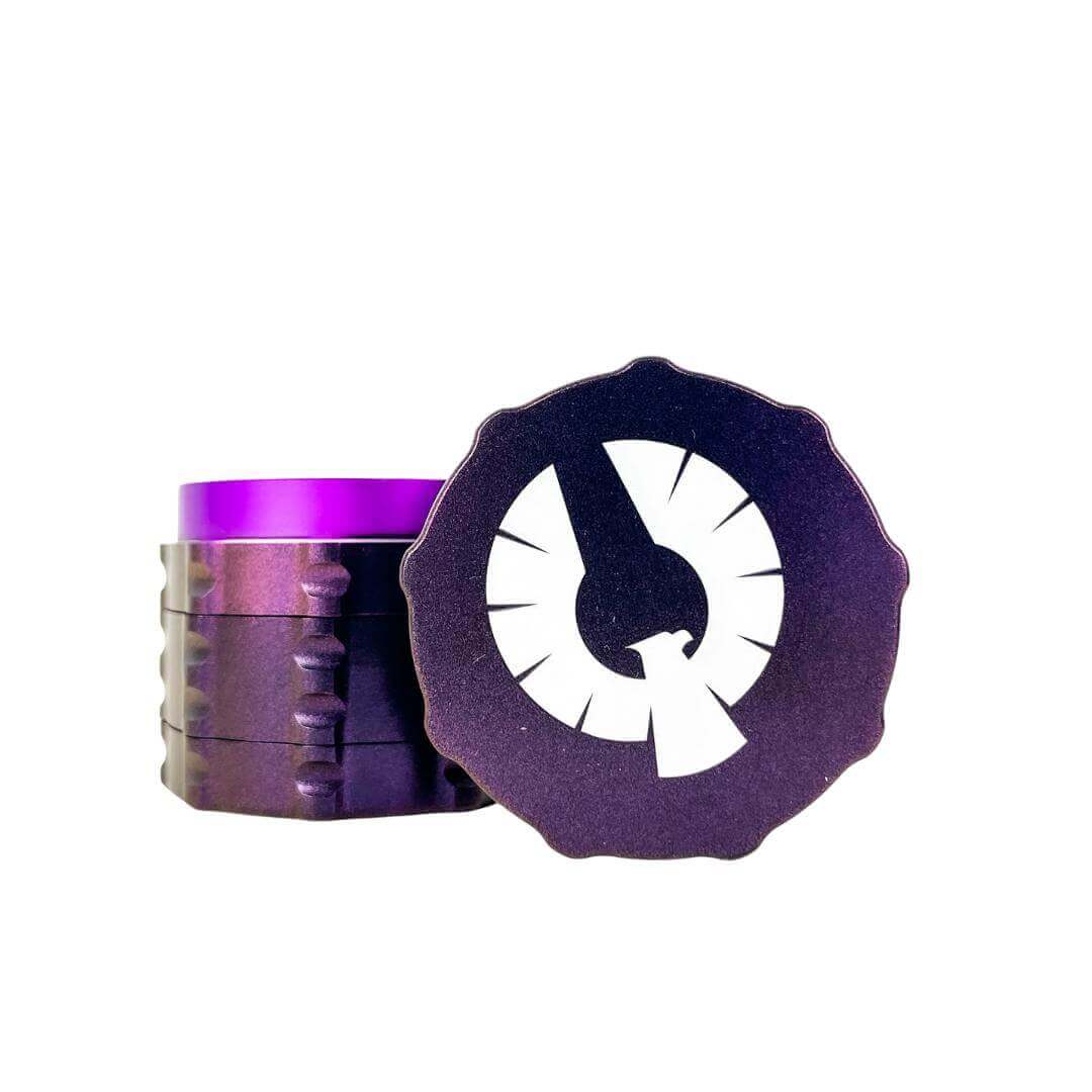 Limited Edition Starseed Grinder with purple/bronze color-shifting finish and precision-engineered design for optimal grinding.