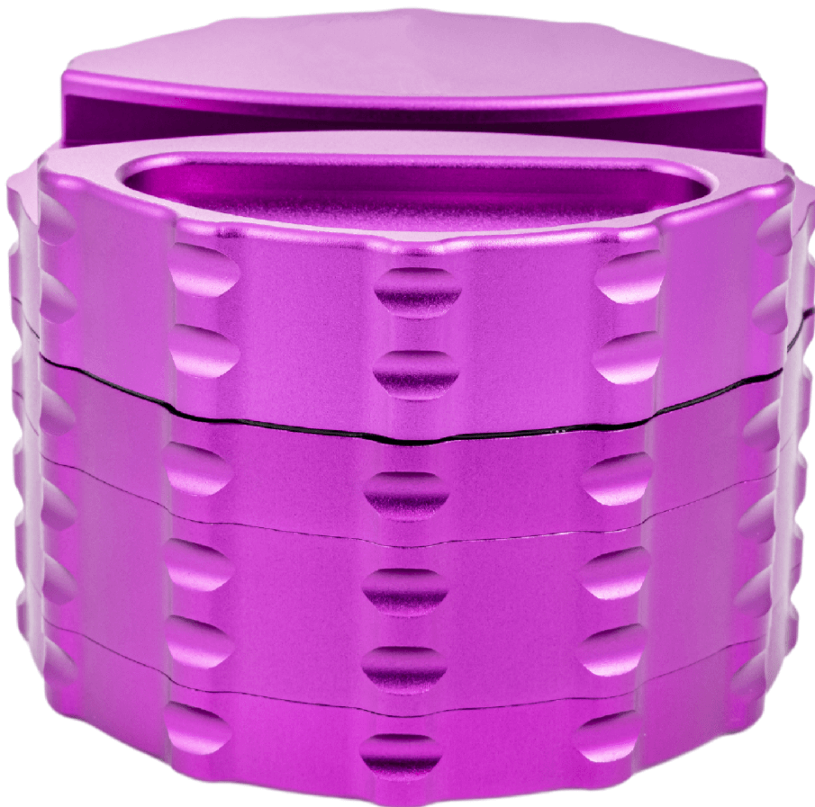 Purple 4 Piece Large Weed Grinder with Paper Holder & Ashtray for enhanced cannabis preparation.