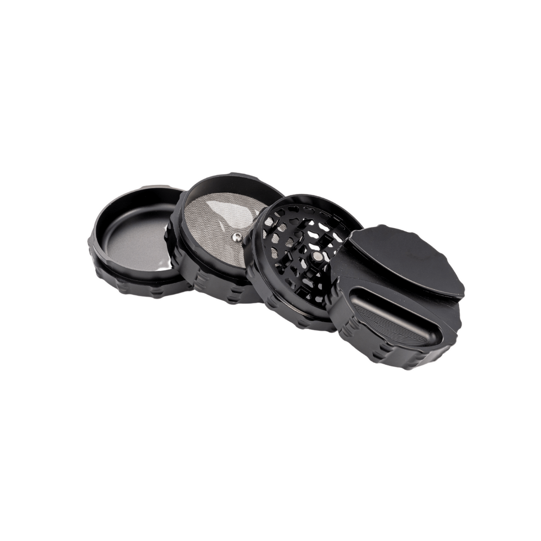 Custom 4 Piece Large weed grinder with paper holder and ashtray, showcasing sleek design and premium quality materials.